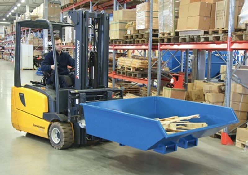 Lågbyggd tippcontainer blå