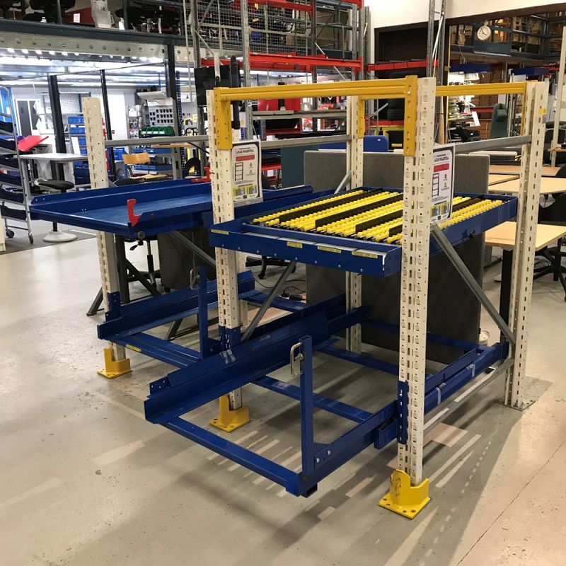 Pallställ med utdragsenheter & expanderande plan - begagnad