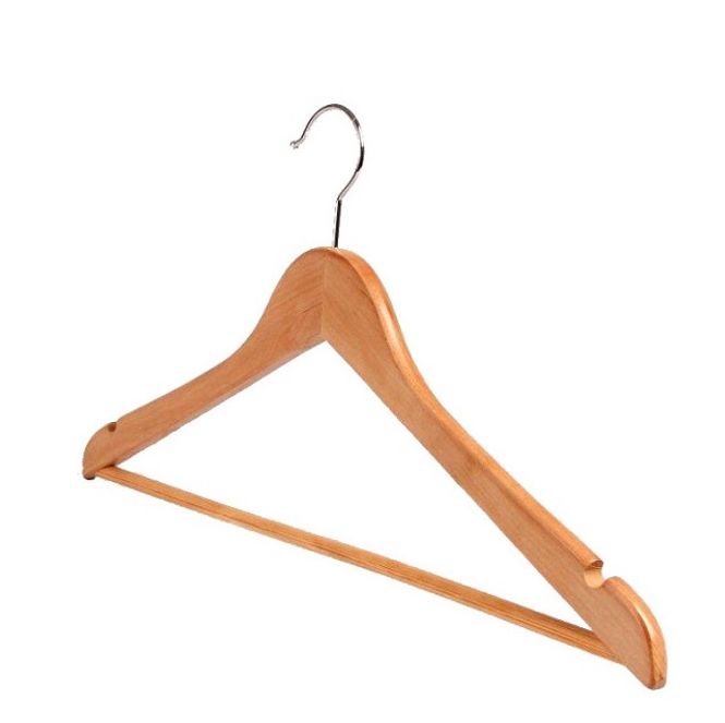 Huvudbild Trähängare rak med stång 45cm 50-pack 