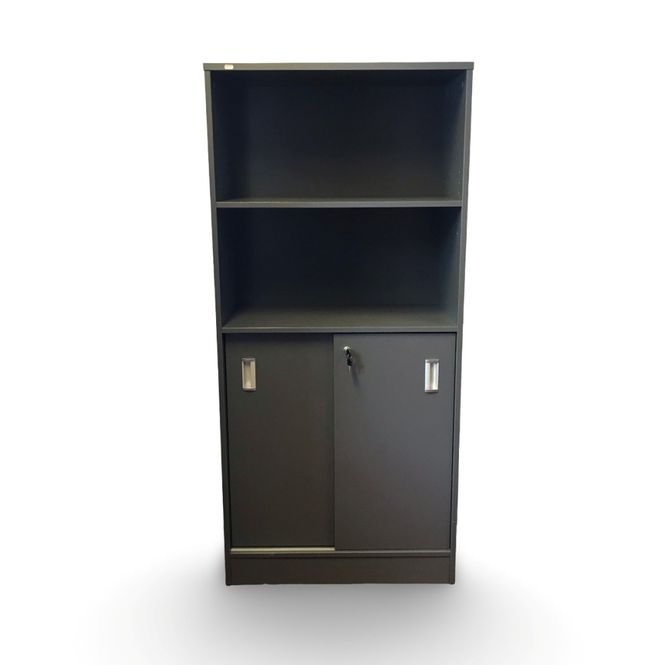 Huvudbild Skåp med dörrar och överhylla grå laminat - ...