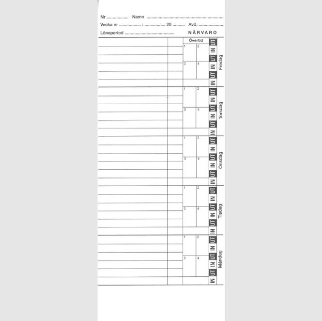 Huvudbild Tidkort för PIX 200 