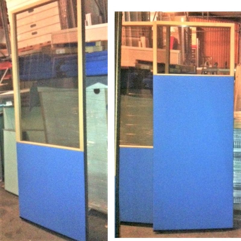 Skärmvägg EFG bok/glas/blå 210x80 cm - begagnad